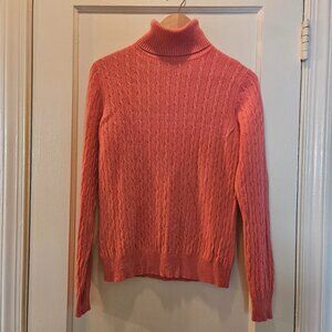 Cable knit turtleneck cashmere sweater